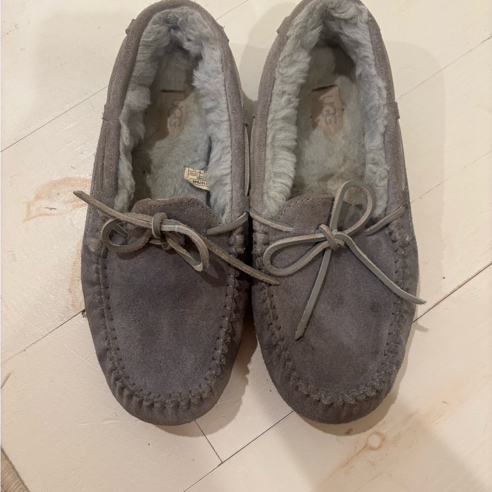 UGG Gray Suede Moccasin Slippers